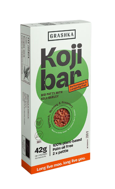 Grashka Koji bar — organic patty with koji barley.